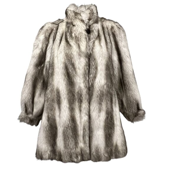 Hillmoor Faux White Fox Fur Coat, USA, White Black, M - Picture 11 of 11